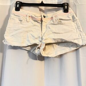 Roxy Y2K Denim Shorts White/Baby Blue Low Rise Cutoff Size 5 / 27